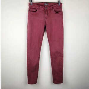 Roots Canada Low Rise Stretchy Skinny Pants Burgundy sz 26